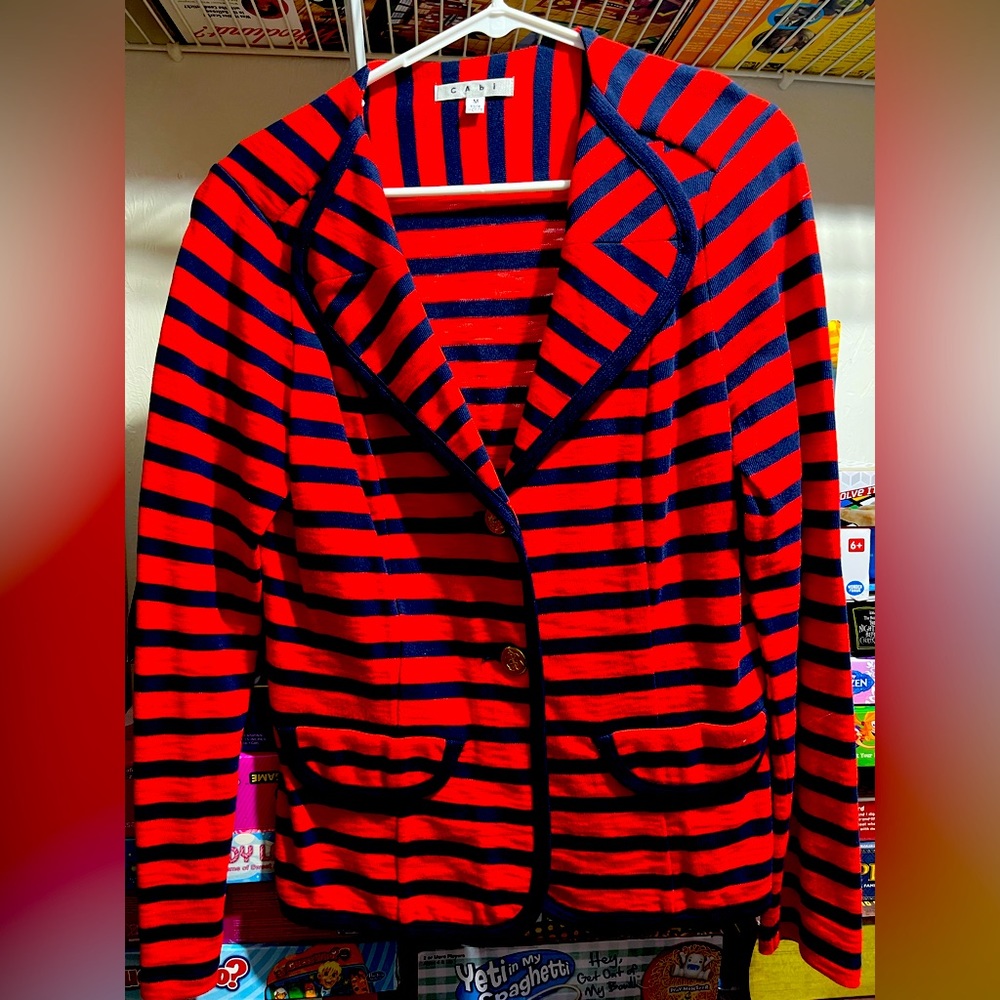 Cabi blazer red and navy with sailor accent buttons. Size M. Barely worn.